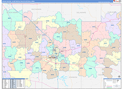 Cedar Rapids Metro Area Wall Map Color Cast Style 2026